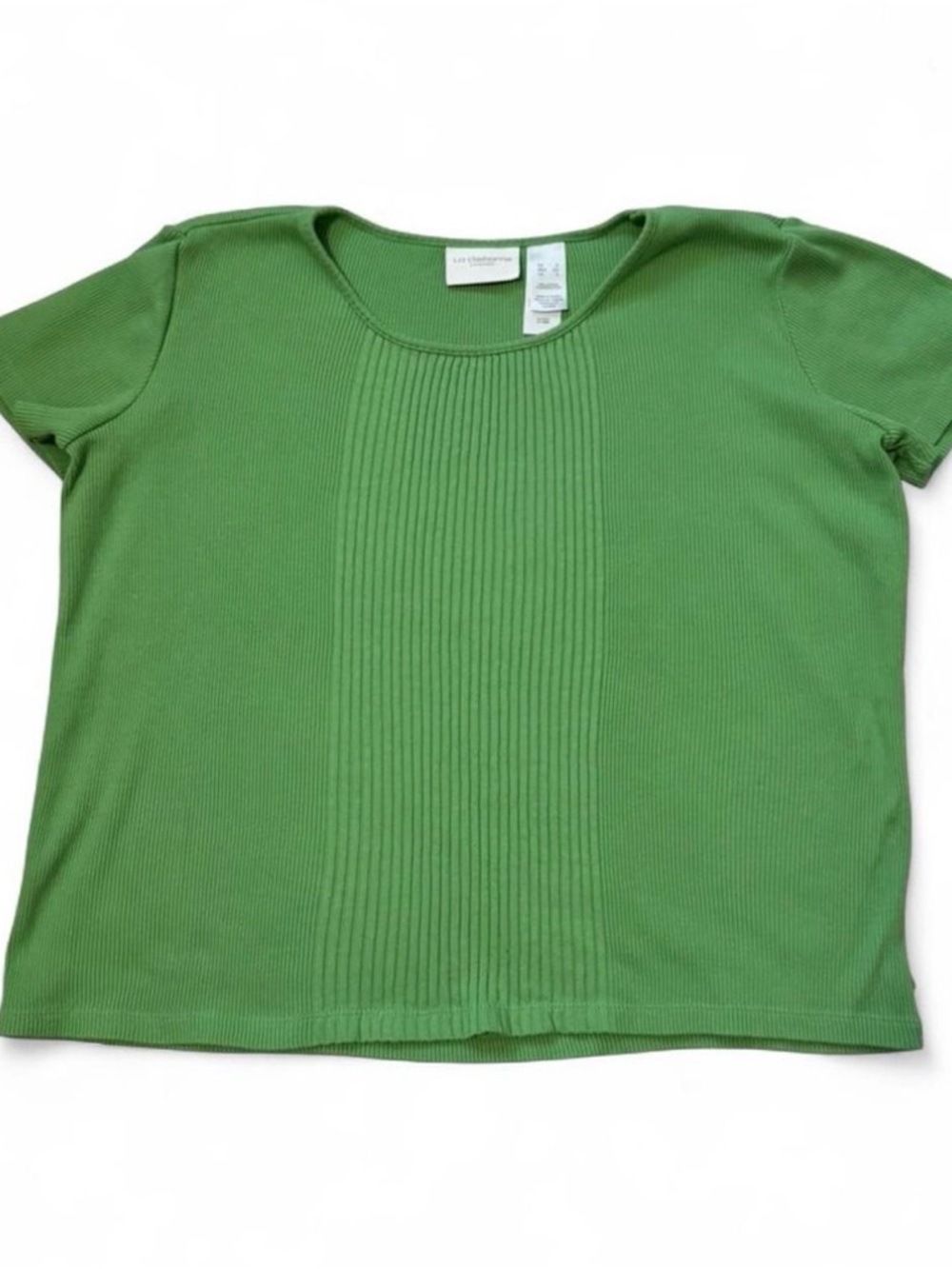 Liz Claiborne Green Ribbed Short Sleeve Tee